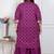  plus size magenta embroidered cotton kurta with palazzo and dupatta