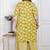  plus size women's lime yellow embroidered straight kurta with palazzo and dupatta
