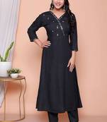  womens black mirror work angrakha kurta and palazzo set
