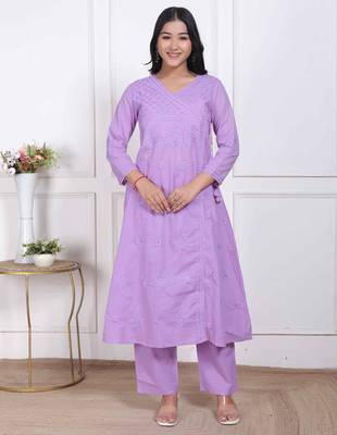  womens lavender angrakha kurta set 1