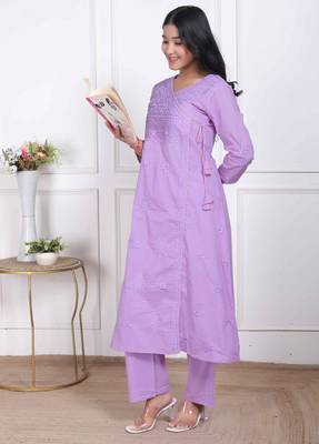  womens lavender angrakha kurta set 2