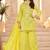 Fabulous Yellow Mirror Work Chinon Eid Special Palazzo Suit With Dupatta