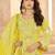 Fabulous Yellow Mirror Work Chinon Eid Special Palazzo Suit With Dupatta