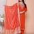  womens orange embroidery straight kurta with palazzo and dupatta set