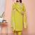  womens muslin yellow  kurta and palazzo with dupatta set
