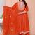  womens floral embroidered rust straight cotton kurta & palazzo with dupatta set