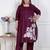  womens plus size wine floral kurta with palazzo