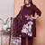 womens plus size wine floral kurta with palazzo and dupatta set