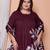  womens plus size wine floral kurta with palazzo and dupatta set