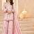 Elegant Pink Mirror Work Chinon Reception Wear Palazzo Suit