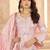 Elegant Pink Mirror Work Chinon Reception Wear Palazzo Suit