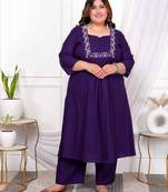  womems plus size purple floral kurta with palazzo