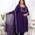  womens plus size purple embroidered kurta with palazzo and dupatta set