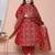  women floral print cotton maroon stitched kurta palazzo with dupatta set