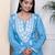  womens blue embroidered kurta with palazzo