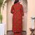  womens rust animal printed three quarter sleeves  pure cotton kurta with palazzo
