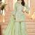 Beautiful Pista Green Mirror Work Chinon Festival Wear Palazzo Suit