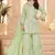 Beautiful Pista Green Mirror Work Chinon Festival Wear Palazzo Suit