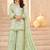 Beautiful Pista Green Mirror Work Chinon Festival Wear Palazzo Suit
