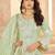 Beautiful Pista Green Mirror Work Chinon Festival Wear Palazzo Suit