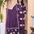  womens purple cotton animal print kurta with palazzo and dupatta