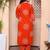  womens orange floral print straight kurta with palazzo