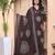  womens animal print cotton brown stitched kurta palazzo with dupatta set