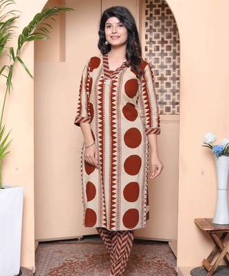  womens brown pure cotton kurta with palazzo set 2