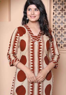  womens brown pure cotton kurta with palazzo set 4