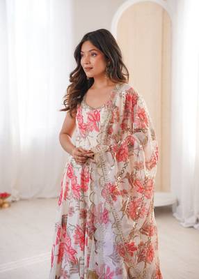 cream musline silk printed salwar kameez 2