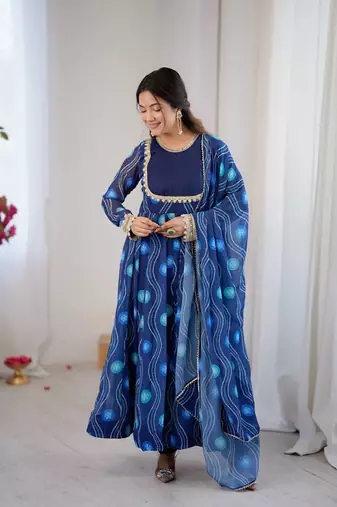 blue georgette salwar suit with digital print