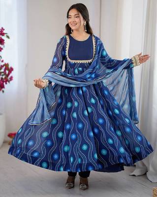 blue georgette salwar suit with digital print 2