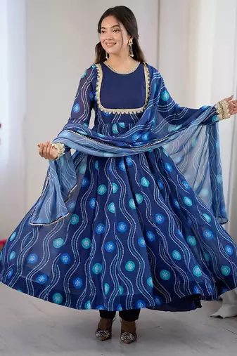 blue georgette salwar suit with digital print