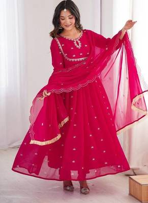 rani pink georgette party wear gown 1
