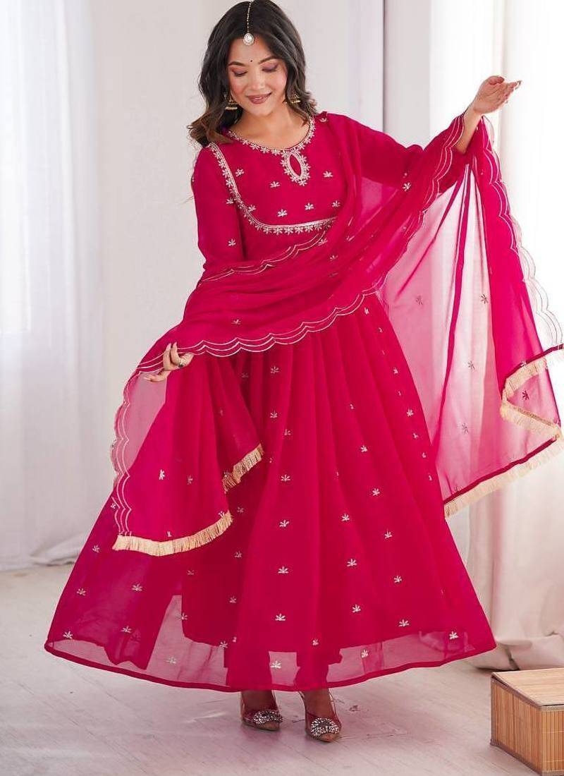 Rani Color Soft Georgette Embroidery Work Party Wear Gown