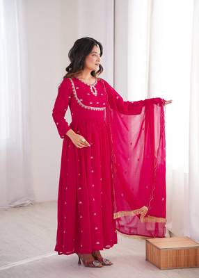 rani pink georgette party wear gown 2