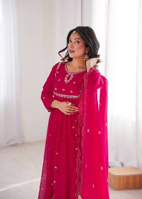 rani pink georgette party wear gown 3