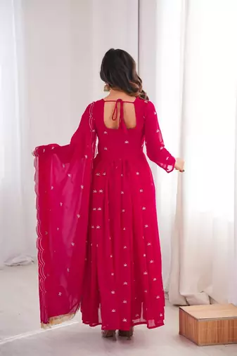 rani pink georgette party wear gown