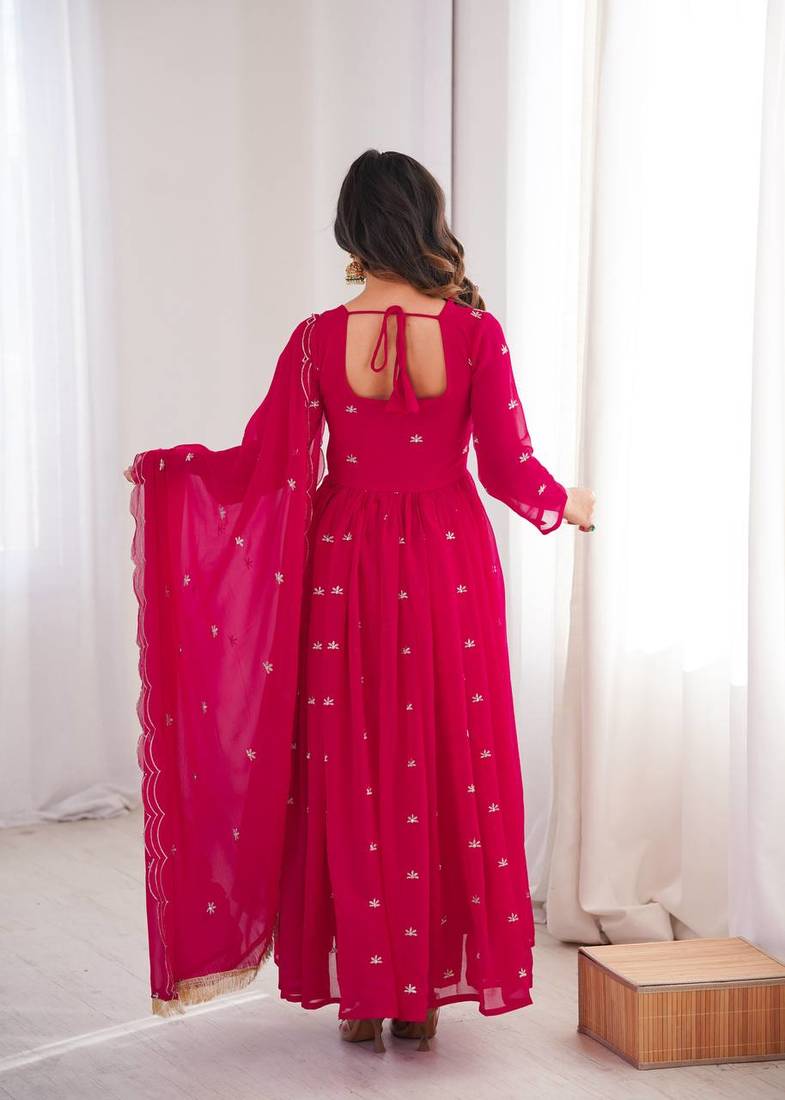 Rani Color Soft Georgette Embroidery Work Party Wear Gown