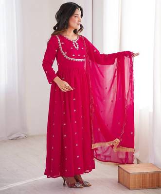 rani pink georgette party wear gown 5