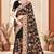 Black heavy resham sequin embroidered work net saree sari for women