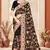 Black heavy resham sequin embroidered work net saree sari for women