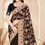Black heavy resham sequin embroidered work net saree sari for women