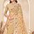 Mustard heavy resham sequin embroidered work net saree sari for women