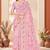 Pink heavy resham sequin embroidered work net saree sari for women