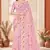 Pink heavy resham sequin embroidered work net saree sari for women