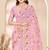 Pink heavy resham sequin embroidered work net saree sari for women
