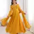 yellow faux georgette yoke embroidery gown