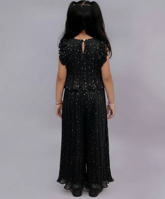 Black embroidered polyester co ord set 2