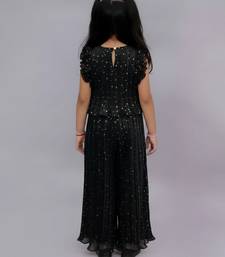 Black embroidered polyester co ord set